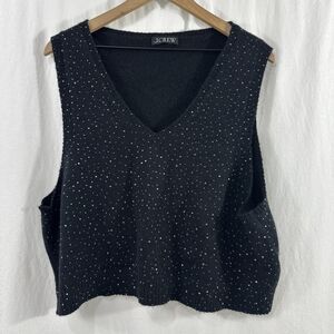 J Crew Rhinestone Black Vneck Wool Alpaca Blend Sweater Vest Womens Size 2X?